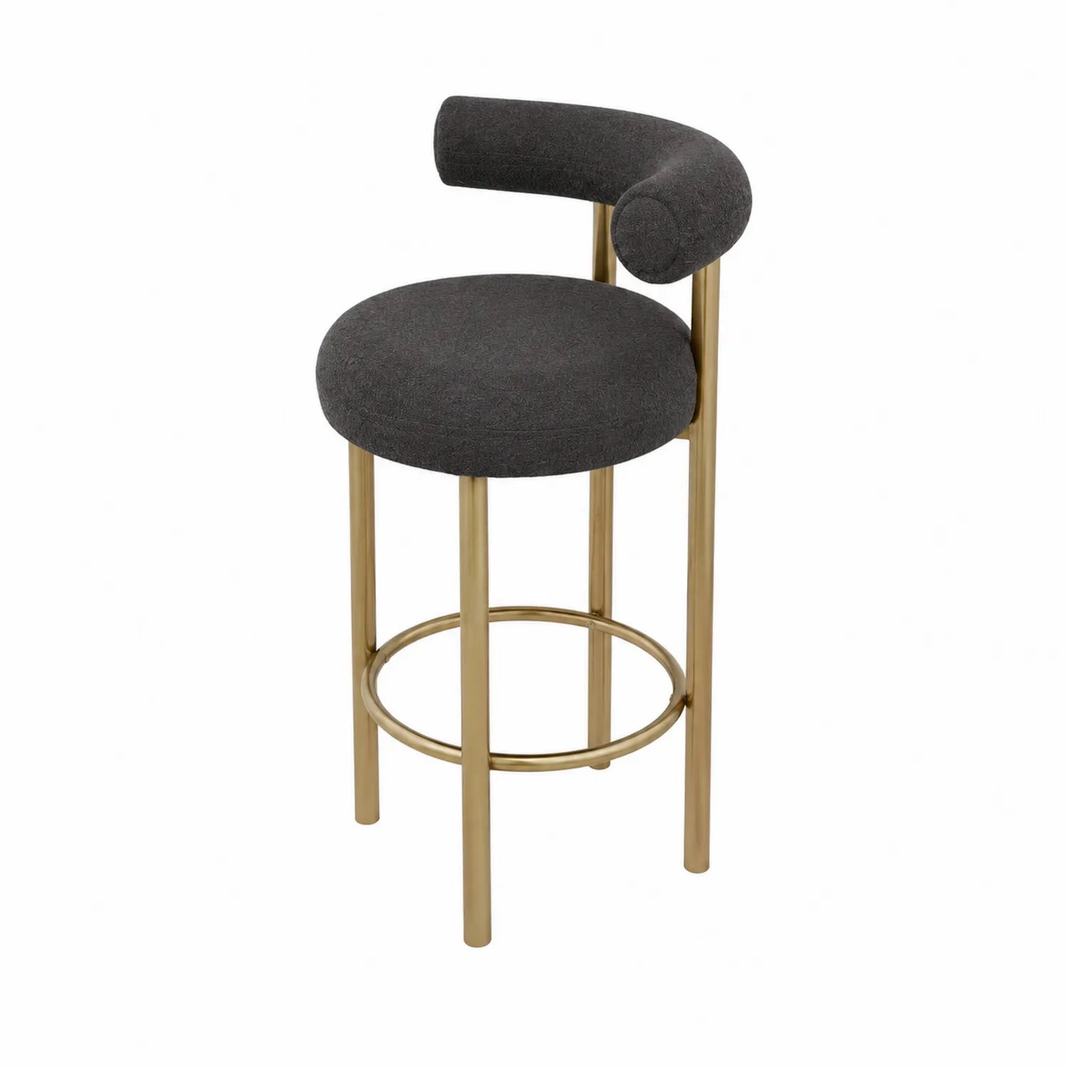 Barhocker Dunkelgrau Gold Stahlrahmen