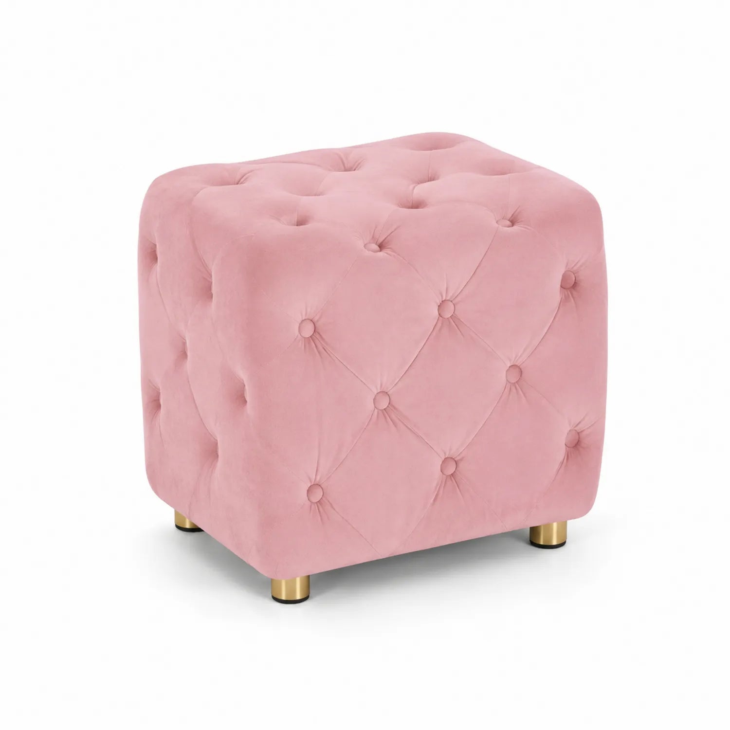 Velours-Hocker Quadrat mit Messingfüßen Rosa 45x45x45 cm