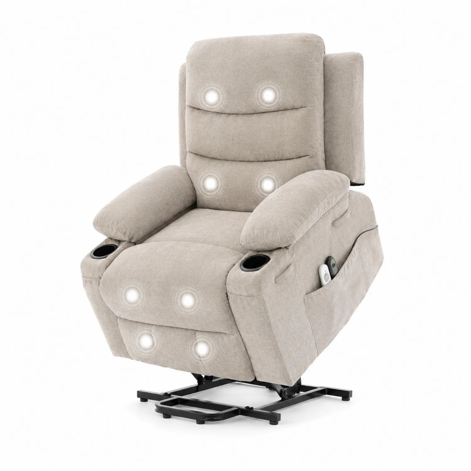 Massagesessel mit Aufstehhilfe Beige Polyester