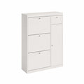 Weißer Schuhschrank mit 3 Klappen und 1 Tür, Holzwerkstoff