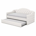 Tagesbett mit Ausziehbett Stoff Beige 200x90 cm
