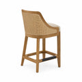 Barhocker Eiche Rattangeflecht Stoff Beige