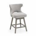 Barhocker Stoff Grau Holzgestell 105cm