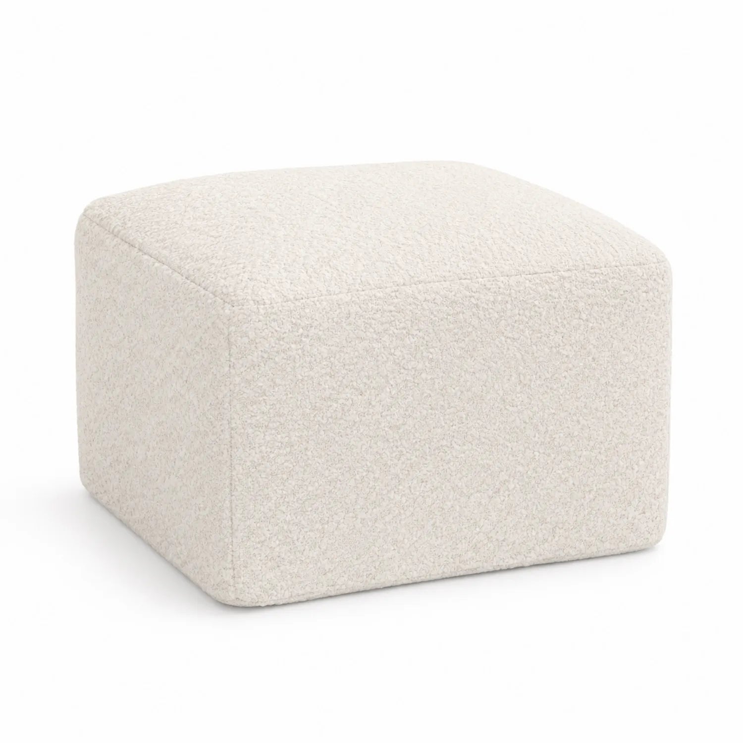 Quadratischer Hocker Bouclé Creme 50x50x40 cm