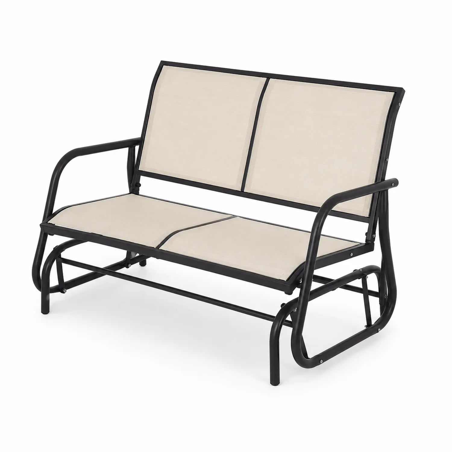 2-Sitzer Outdoor Bank mit Stahlrahmen und Textilene in Beige